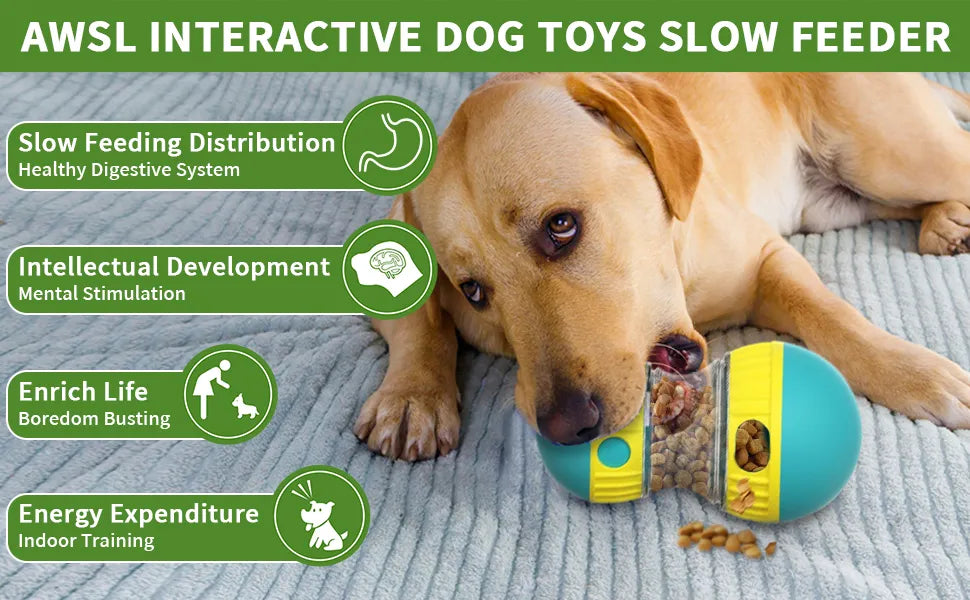 AWSL Adjustable Treat Dispensing Puzzle Toy – Durable Slow Feeder for Dogs (Blue)