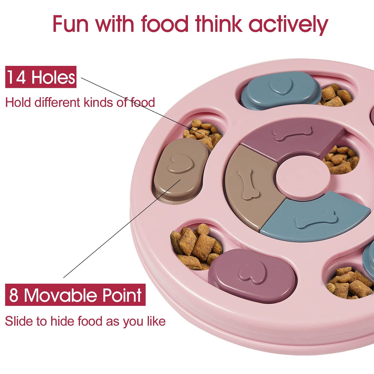 Dr. Catch™ SmartFeeder – Interactive IQ Puzzle Toy for Small Dogs (Pink)