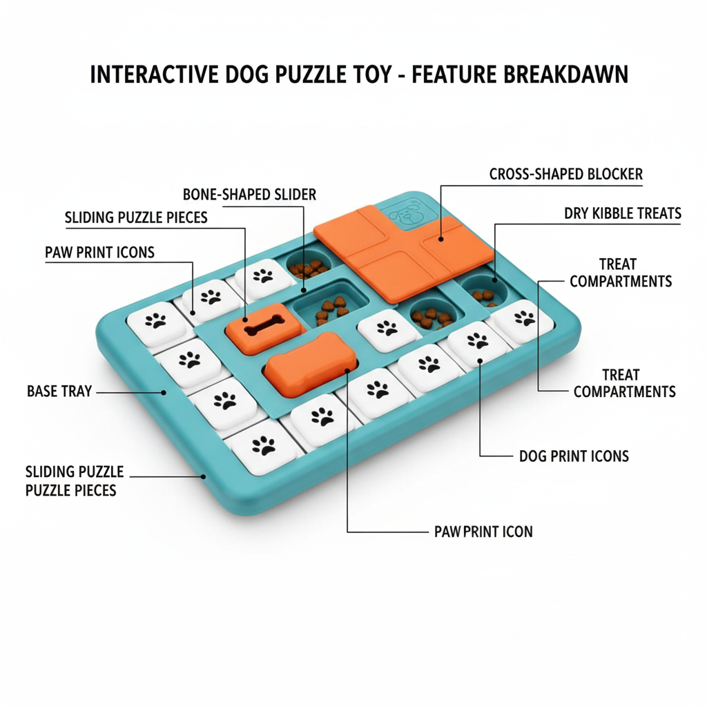 FOXMM Interactive Dog Puzzle Toy – Level 3 IQ Trainer with Squeak Design & Slow Feeder for Smart Dogs