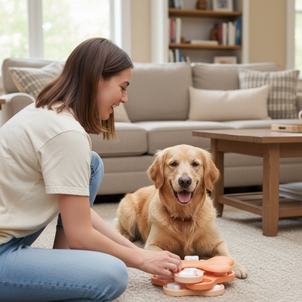 Outward Hound Puppy Tornado – Level 2 Interactive Treat Puzzle Toy for Smart Dogs & Puppies (Pink)