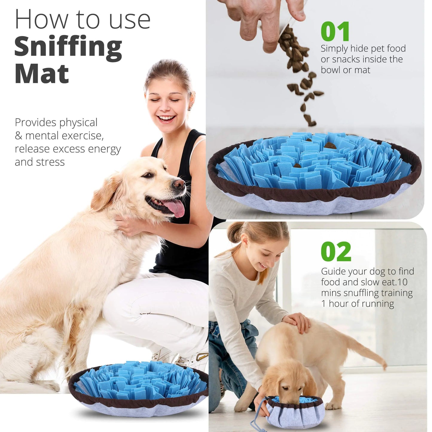 Adjustable Snuffle Foraging Mat – Interactive Dog Puzzle Toy for Stress Relief & Training