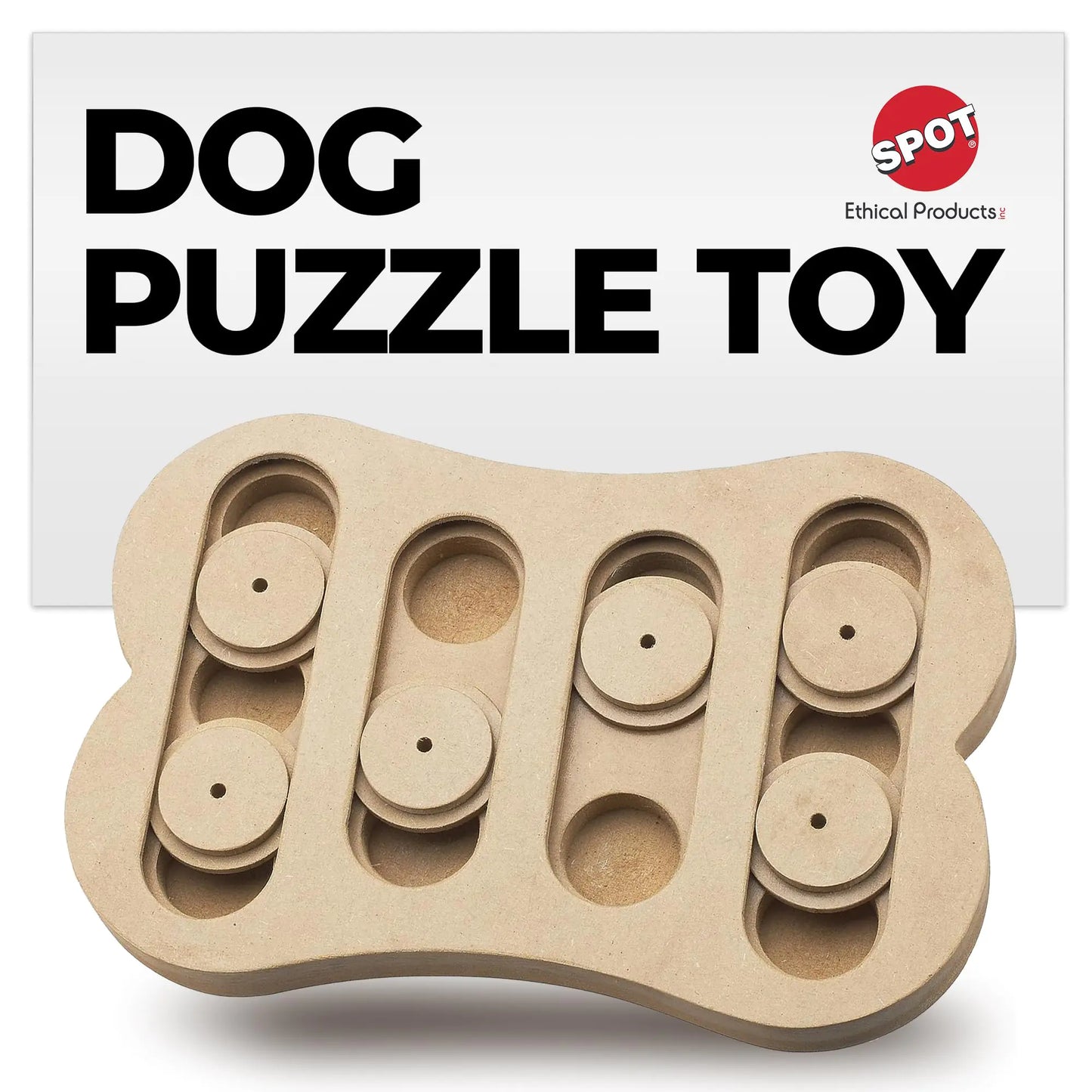 Ethical Pet Seek-A-Treat Shuffle Bone – Interactive Dog Puzzle Toy for IQ Training & Treat Hunting