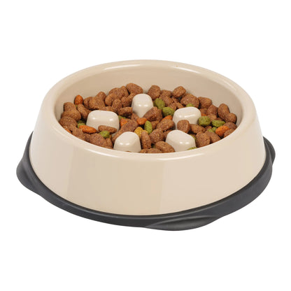 IRIS USA™ SmartBowl – 2-Cup Slow Feeder for Small & Short-Snouted Dogs (Beige/Black)